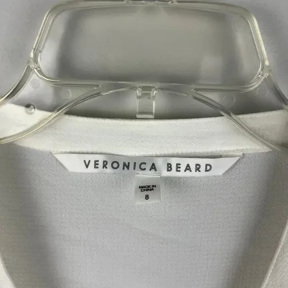 Veronica Beard Ivory Ruffle Shoulder Blouse Size 8 - Picture 6 of 7